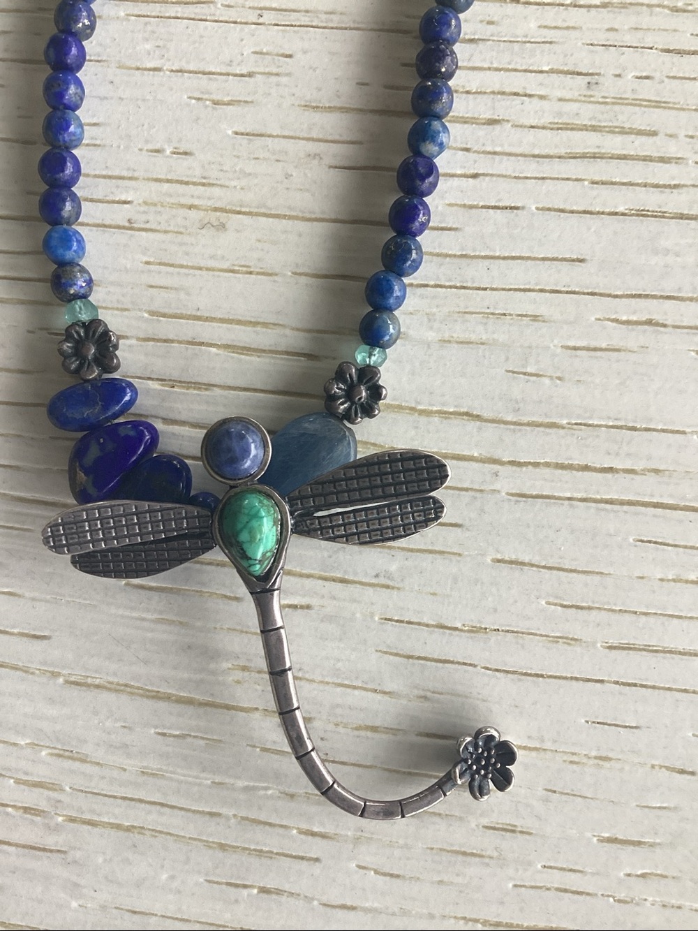 Designer necklace lapis, sterling silver
